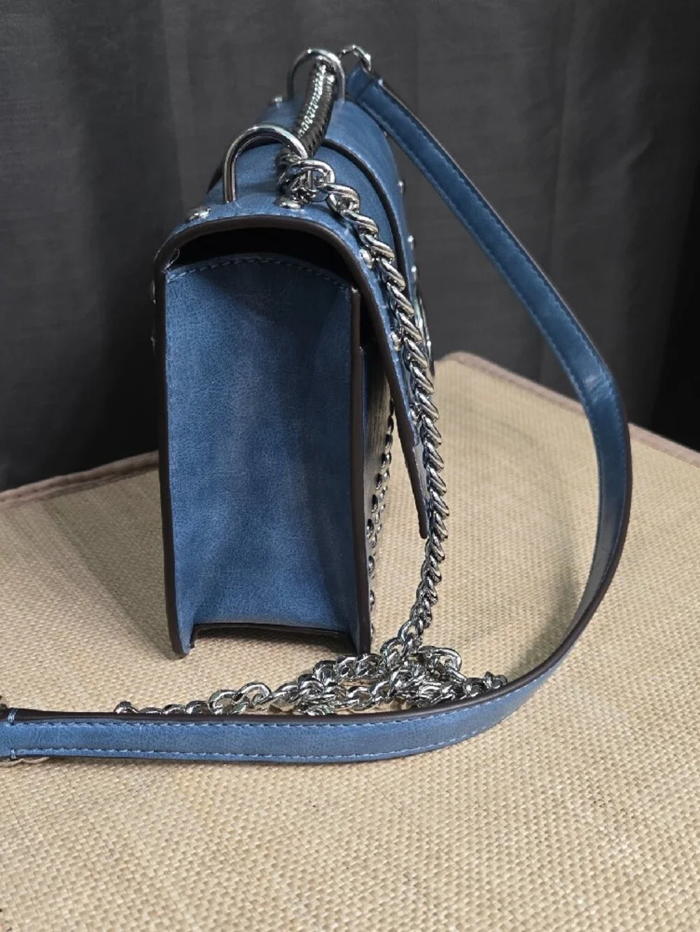 Michael Kors Sky Blue Studded Leather Chain Crossbody